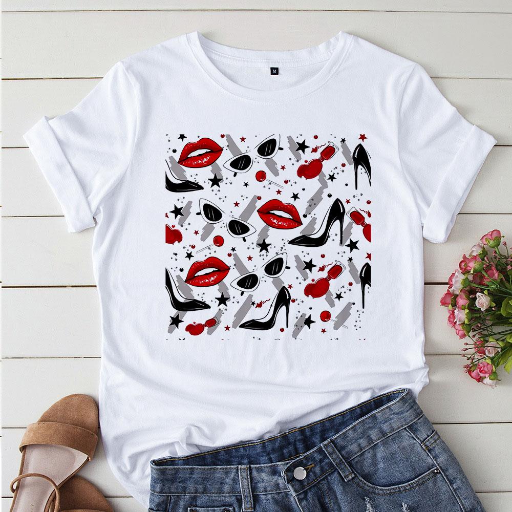 Niedlicher Liebes-Nagellack im koreanischen Stil Weiße T-Shirts Damen T-Shirts 90er Grafik-T-Shirt Camiseta Mujer Niedliches lässiges Mädchen-Tee