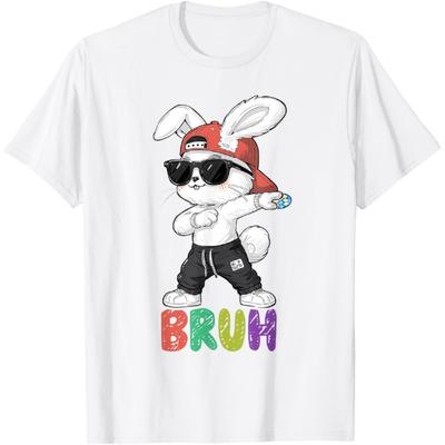 Bruh Meme Easter Day Dabbing Bunny Easter Bruh Boys Kids T-Shirt