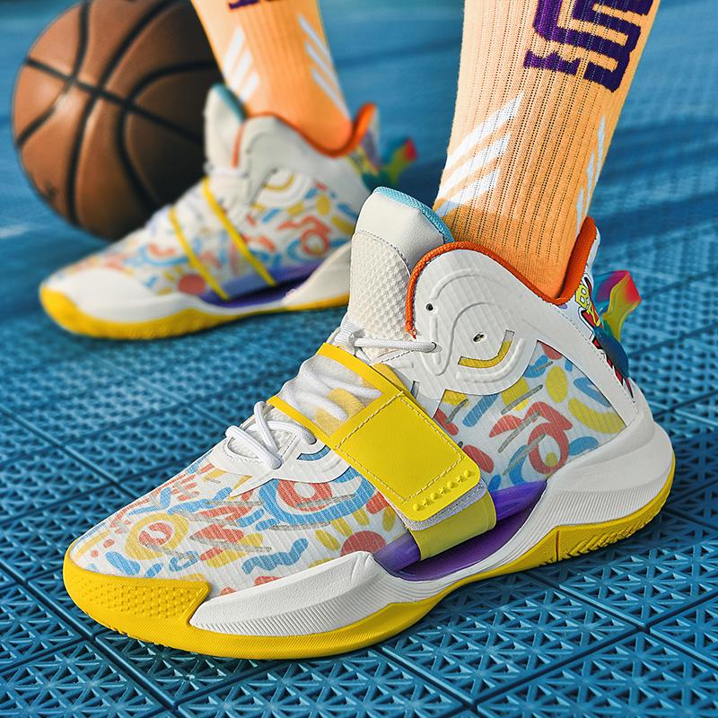 Men's High-top Basketball Shoes Breathable Mesh Non-slip Sports Sneakers Lightweight Cushioning Athletic Footwear