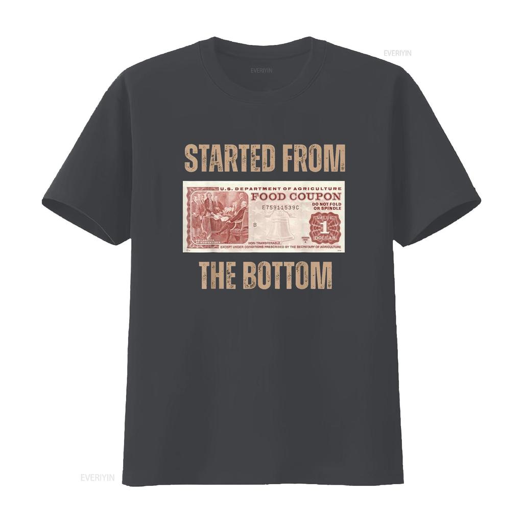 Started from Food Stamp Amounts In Each State the bottom T Shirt vintage Washed Top For Everyday Wear Unisex Stretched