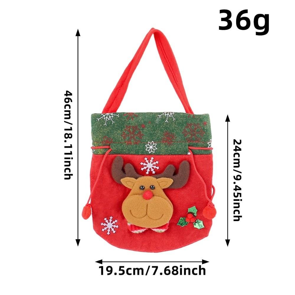Flannel Santa Gift Bag Drawstring Closure Candy Gift Bag  Christmas Decoration