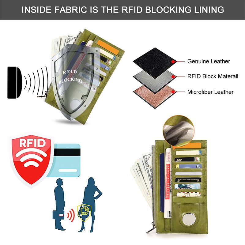 Buy Genuine Leather Women Airtag Card Holder Wallet for 6.7 Inch Phone