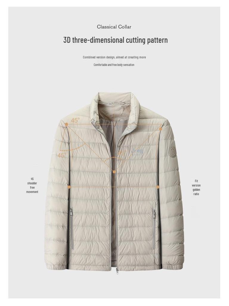 Jeep Men's 90% Duck Down Jacket - Stand Collar, Short, Warm Outerwear for Autumn & Winter