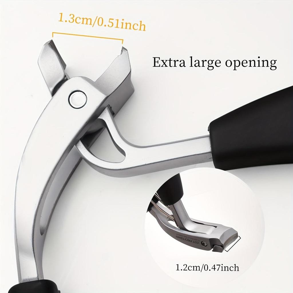 1PC Professional Nail Clippers Heavy-Duty Toenail Trimmer Anti-Splatter Wide Opening Sharp Stainless Steel Blade Long Handle Modern Style