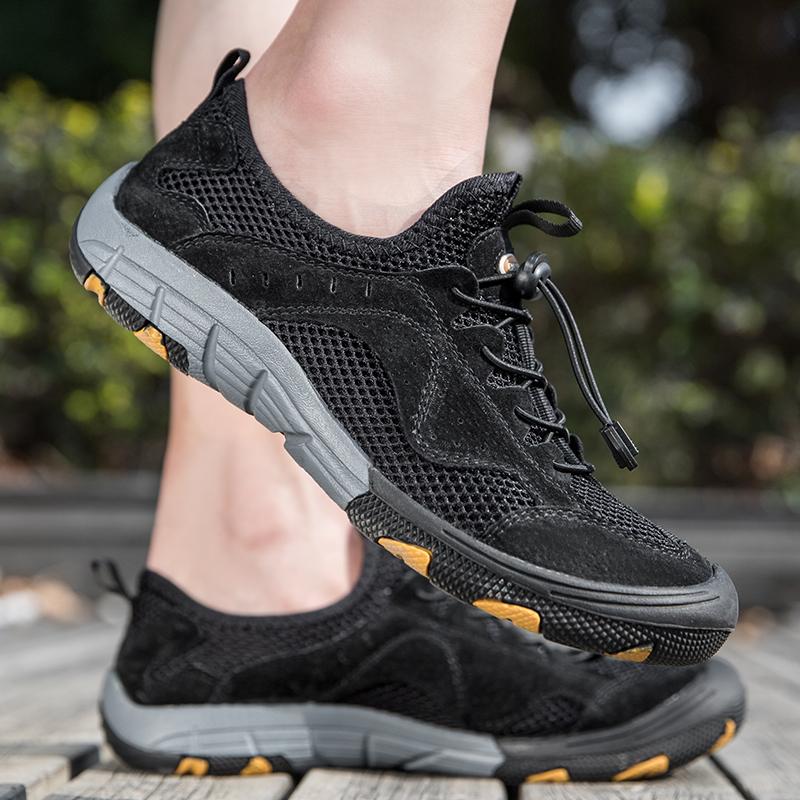 Mode Mode Herren Sneaker Atmungsaktiv Outdoor Herren Freizeitschuhe Echtes Leder Waten Wanderschuhe Sommer Trekkingschuhe Größe 38-46