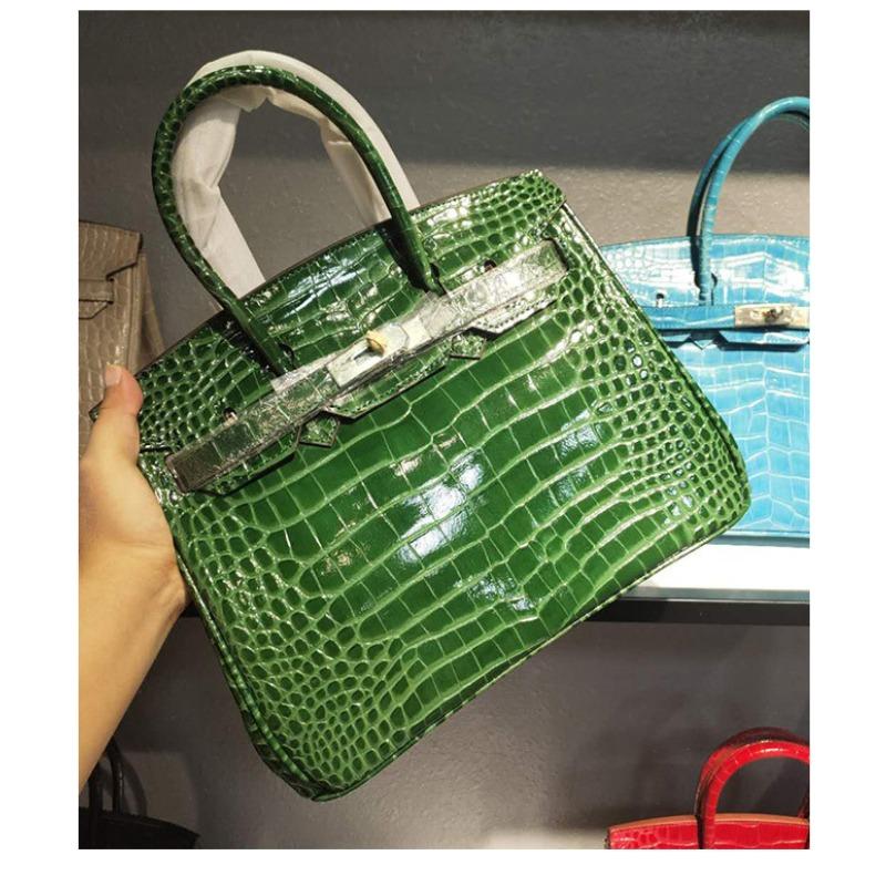 Crocodile pattern platinum bag, genuine leather women's bag, new fashionable cowhide large bag, commuting versatile handbag