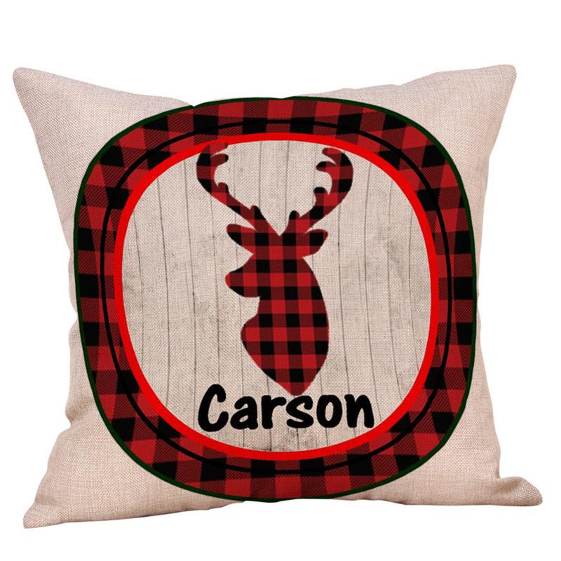 American Christmas Deer Pattern Throw Pillow Cover - Festive Sofa or Car Cushion