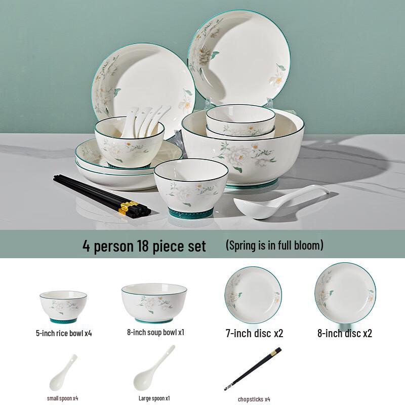 Nordic Spring Blossom Ceramic Dinnerware Set