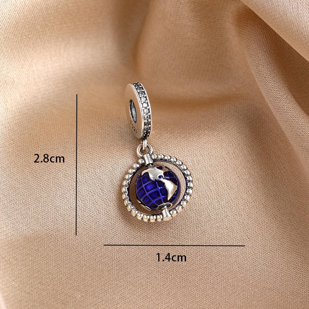 Blue 925 Silver Dolphin Octopus Turtle Swallow Pendant Bead, Suitable for European Bracelet DIY Women's Jewelry Accessories