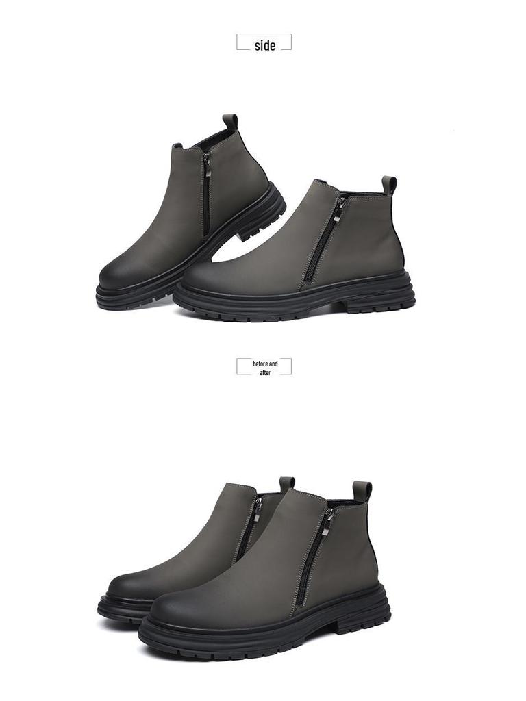 Herren 2023 High-Top Retro Leder Martin Stiefel - Britischer Stil Mid-Cut Arbeitsschuhe