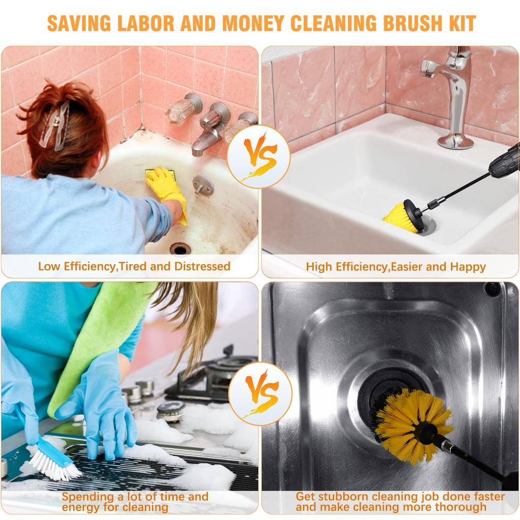 UNTIOR Multipurpose Car Cleaning Brush Set Electric Drill Attachment Tool Power Scrubber Brush Car Polisher Detailing Brush Kit