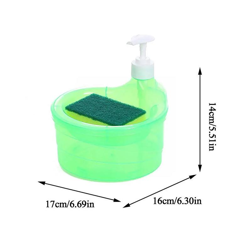 Zeepdispenser en Schrobberhouder Multifunctionele Afwascontainer 1000ml Handmatig Spoelbak Afwassen Zeepdispenser