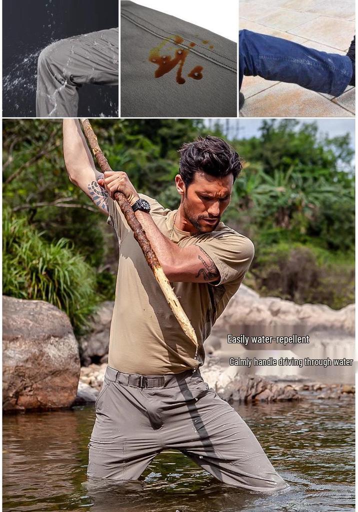 Free Soldier Men's Quick-Dry Hiking Pants - Spring/Summer, Waterproof, Elastic, Sun Protection