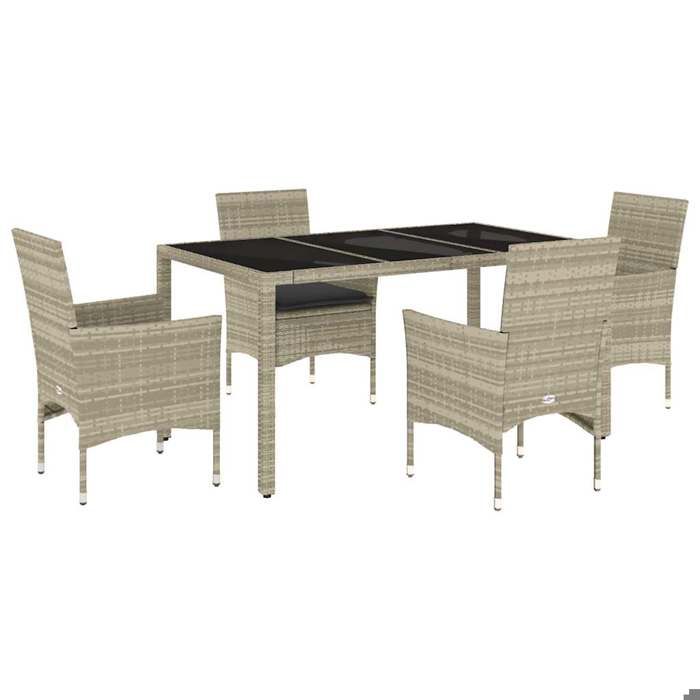 VidaXL Garden Dining Set with Cushions 5 Pcs Rattan and Glass 3278575