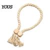 Easy Use Curtain Clips 1Pc Boho Magnetic Tieback, Twisted Rope Wooden Bead Decorative Fasteners Holders, Drapery Holdbacks for Bedroom