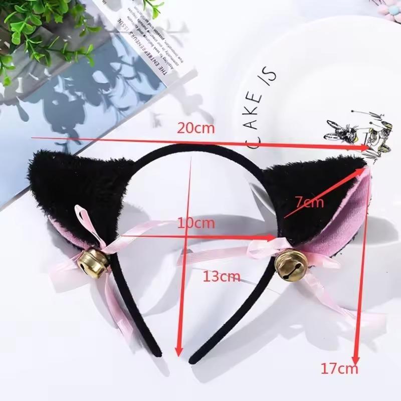 Cute Cat Fox Ears Headband Bell Bow Cosplay Halloween Party Fancy Costume Hair Accessories for Girls