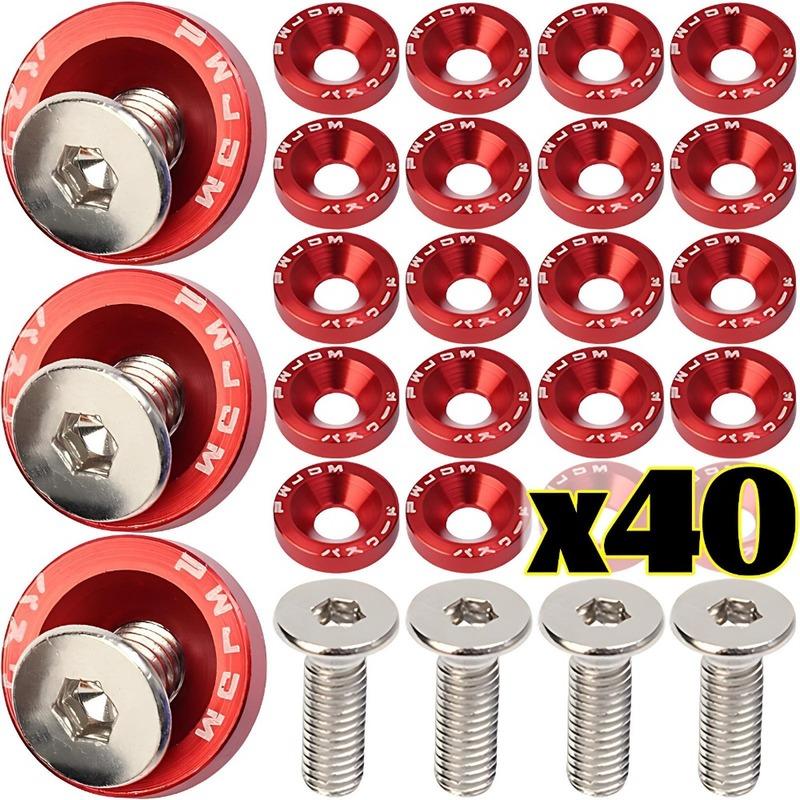 JDM Style Car Fender Washer License Plate Bolt M6 Screw Aluminum Gasket Engine Bay Dress Up Kit Bumper Fastener Modification