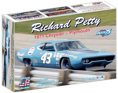 Salvinos J.R. Model 1/25 Scale NASCAR 1971 Plymouth Richard Petty #43 Pepsi Plastic Model Car SJMRPCP1971C (Car)
