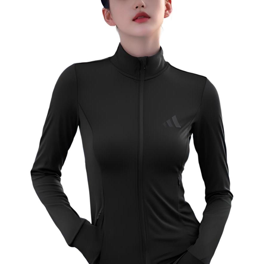 Adidas Slim Knit Jacket Logo Stand Collar Zip Long Sleeve Jacket Women jackets KF2666