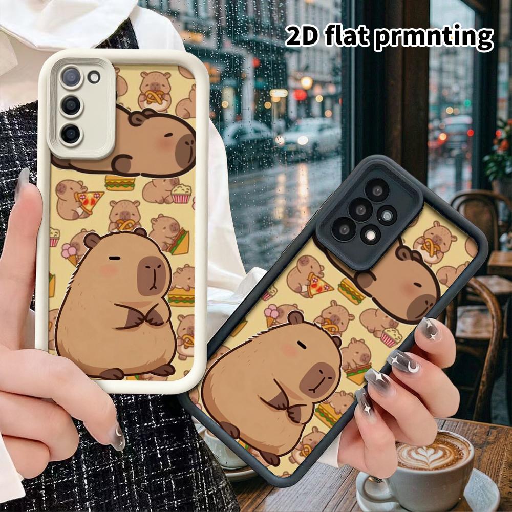 Phone Case: 2D Flat Samsung Galaxy A34 A35 M05 M06 S20 S22 S21 FE Plus 5G Stepped Protective Case, Foodie-pattern Capybara, Christmas and Halloween Gi