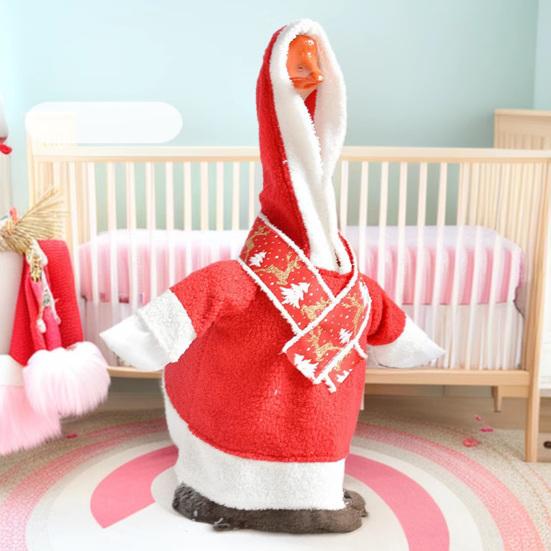 Christmas Goose Outfit Set Santa Dress Clothes with Scarf for 23" High Cement or Plastic Goose Statue Porch Goose Costume for Yard Lawn Garden Decor