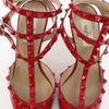 VALENTINO GARAVANI Rock studs pumps ankle stripe Red Patent leather Women Used