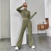 Traje de Punto de Manga Larga para Mujer, Suéter, Pantalones Holgados, Traje de Dos Piezas