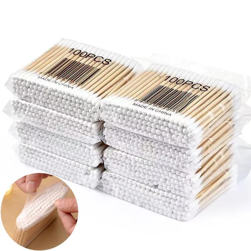 200pcs Double Head Wooden Cotton Swabs for Nose Ears Cleaning Women Makeup Tools Cotton Buds Disposable Beauty Accessories