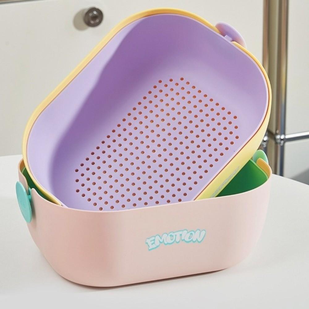 Double-Layer Fruit Cleaning Basket Plastic Vegetable Basket Drainage Basket  Vegetable Washing