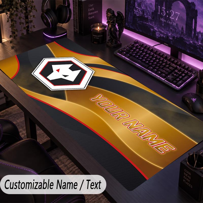 Custom Text Big Mousepad, Extended Desk Pad For Laptop Work GameWolverhampton Wanderers Football