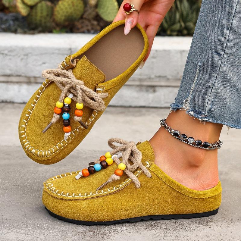 The New Retro Baotou Thick-soled Shoes Are Casual and Fashionable, with One Foot and Half Slippers