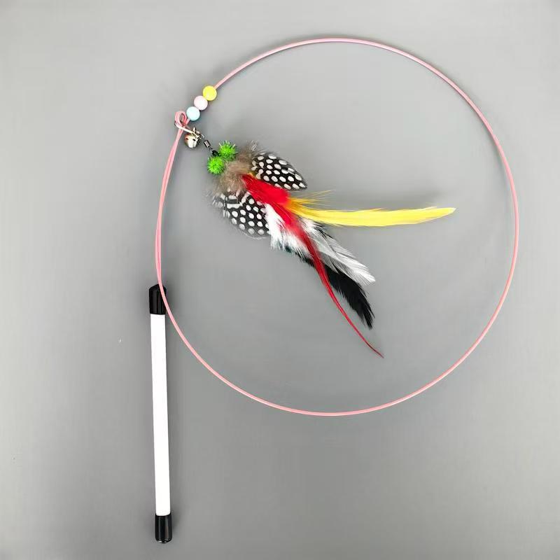 2pcs/5pcs Colorful Feather Cat Toy Teaser Stick for Changing Heads Pet Toys Wand Accessories