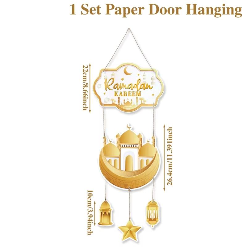 Eid Mubarak Hanging Sign Diy Moon Castle Decoration Festival Door Sign Decorative Lantern Welcome Sign For Front Door Ramadan