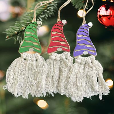 Kerstkabouter Ornamenten Handgemaakte Houten Kabouter Kerstboomversieringen met Kwastjes Rustieke Boerderij Hangende Decoratie voor Vakantieboom Huisdecoratie