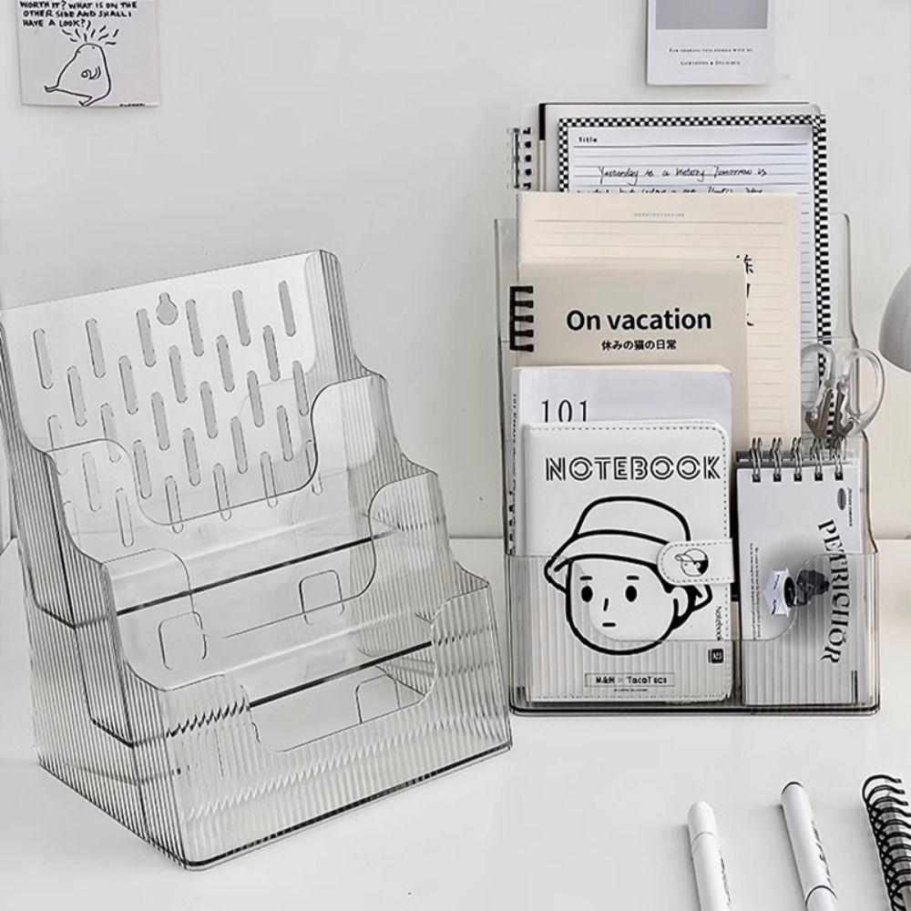 

3 Tiers Brochure Display Holder Clear Document Display Stand Pamphlet Flyer Organizer Home Decor сірий