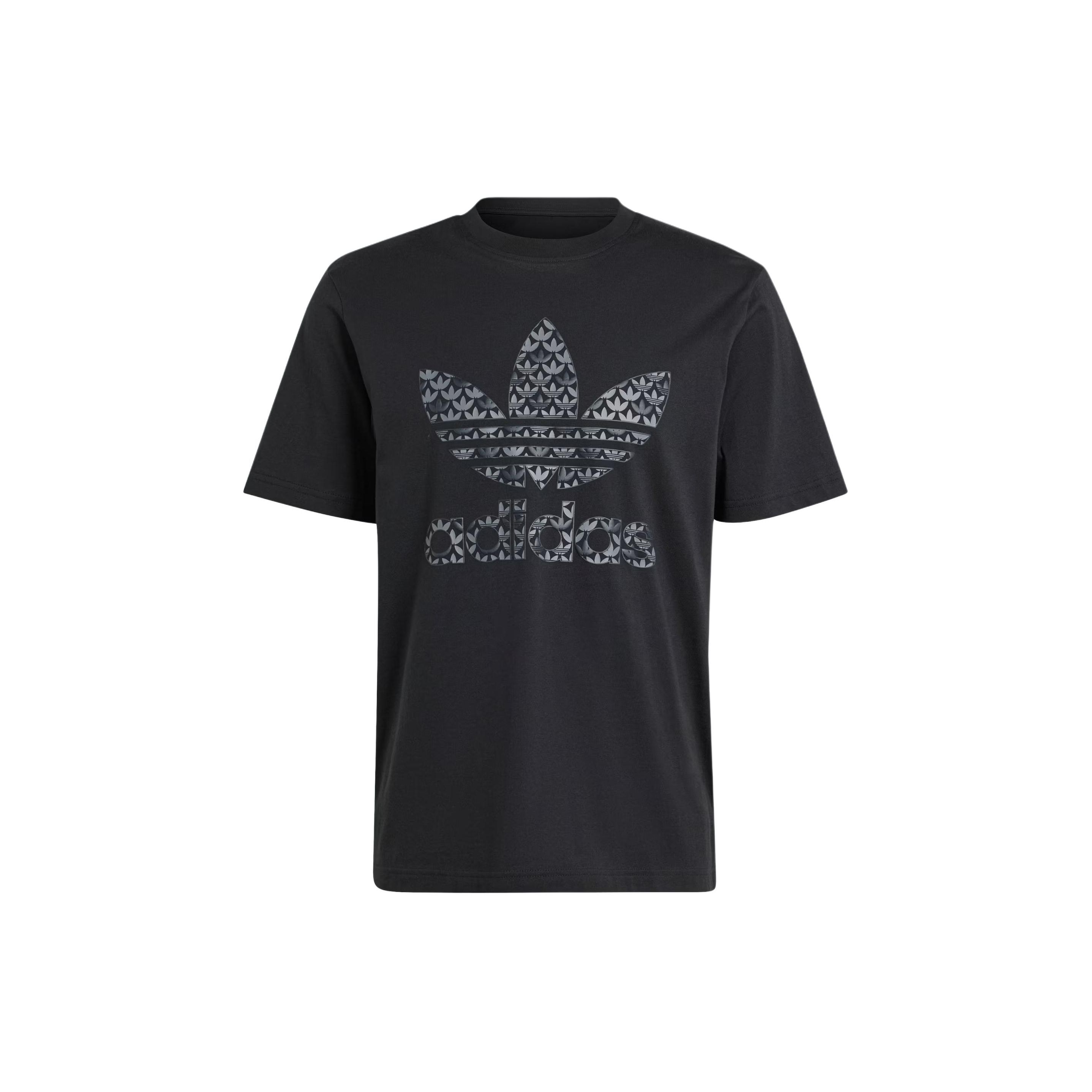 adidas Classic Monogram Graphic Tee Black/Grey Five Men Streetwear IS0176 M
