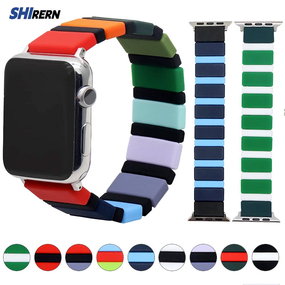 

Силиконовый ремешок для Apple Watch Band 7, 6, 5, 4, 3 SE, резиновый Correa, Apple Watch 45, 41, 44, 40, 42, 38, эластичный ремень, петля для iWatch