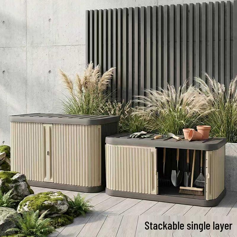 Outdoor Large-Capacity Dustproof Storage Box for Sun Protection, Courtyard, Garden, and Camping Organization.