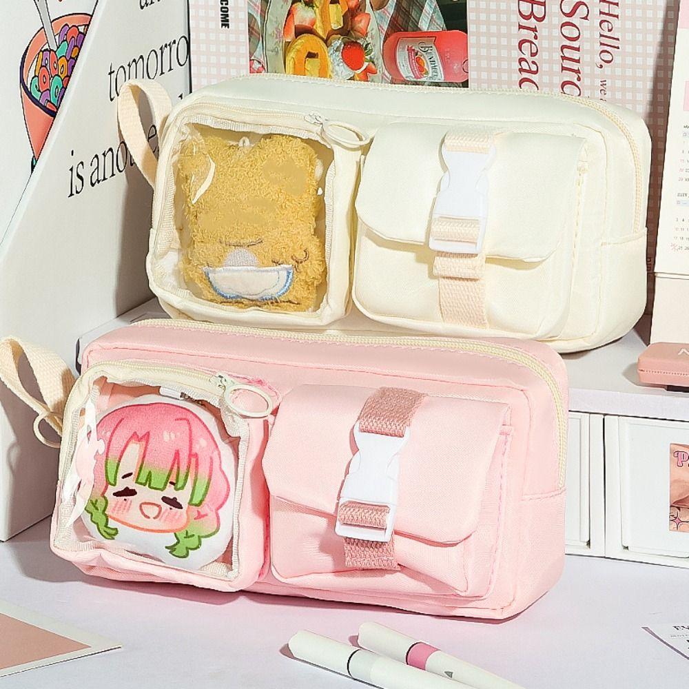Cute Multi-pocket Pencil Case Large-capacity Portable Pen Bag Stationery Storage Bag Gift