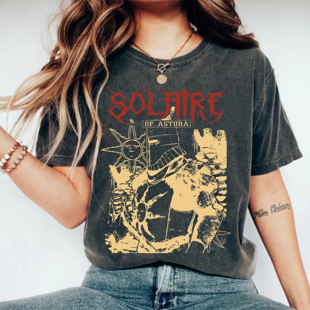 

Solaire Dark Souls Vintage Wash Shirt Praise The Sun Clothing Graphic Short Sleeve Shirt Unisex Unisex Women AllSeason S