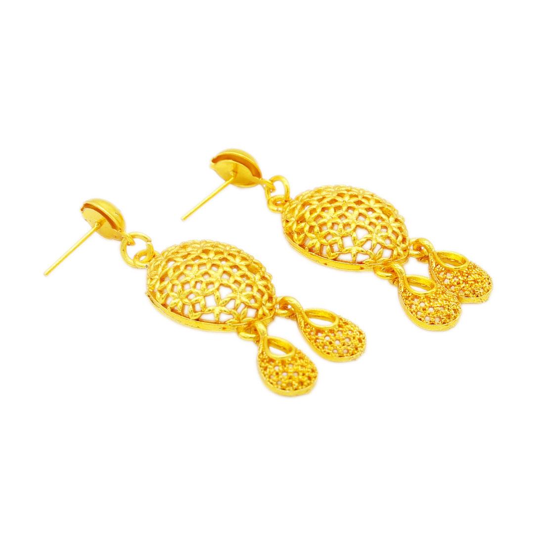 

Золотой Цвет Ожерелье Серьги Комплект Ювелирных Изделий Французские Женщины Свадебное Роскошное Украшение Партии Подарок