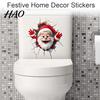 Christmas Toilet Decals Sticker, Funny Santa Claus Lid Tank Bathroom Accessories Self-Adhesive 3D Hole Waterproof PVC Decal for Decoration Wall