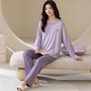 Women's Plus Size Modal Pajama Set - Loose Fit Long Sleeve for Spring & Autumn