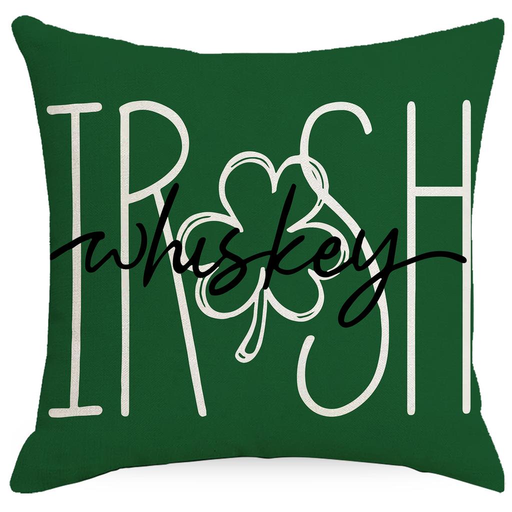St. Patrick's Day Pillowcase Green Plant Stripe Print Home Decoration Living Room Sofa Pillowcase
