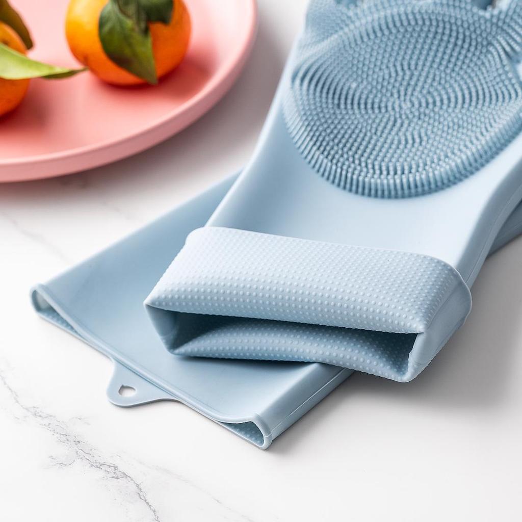 Black Silicone Dishwashing & Cleaning Gloves - Anti-Freeze, Heat-Resistant for Kitchen & Laundry Use