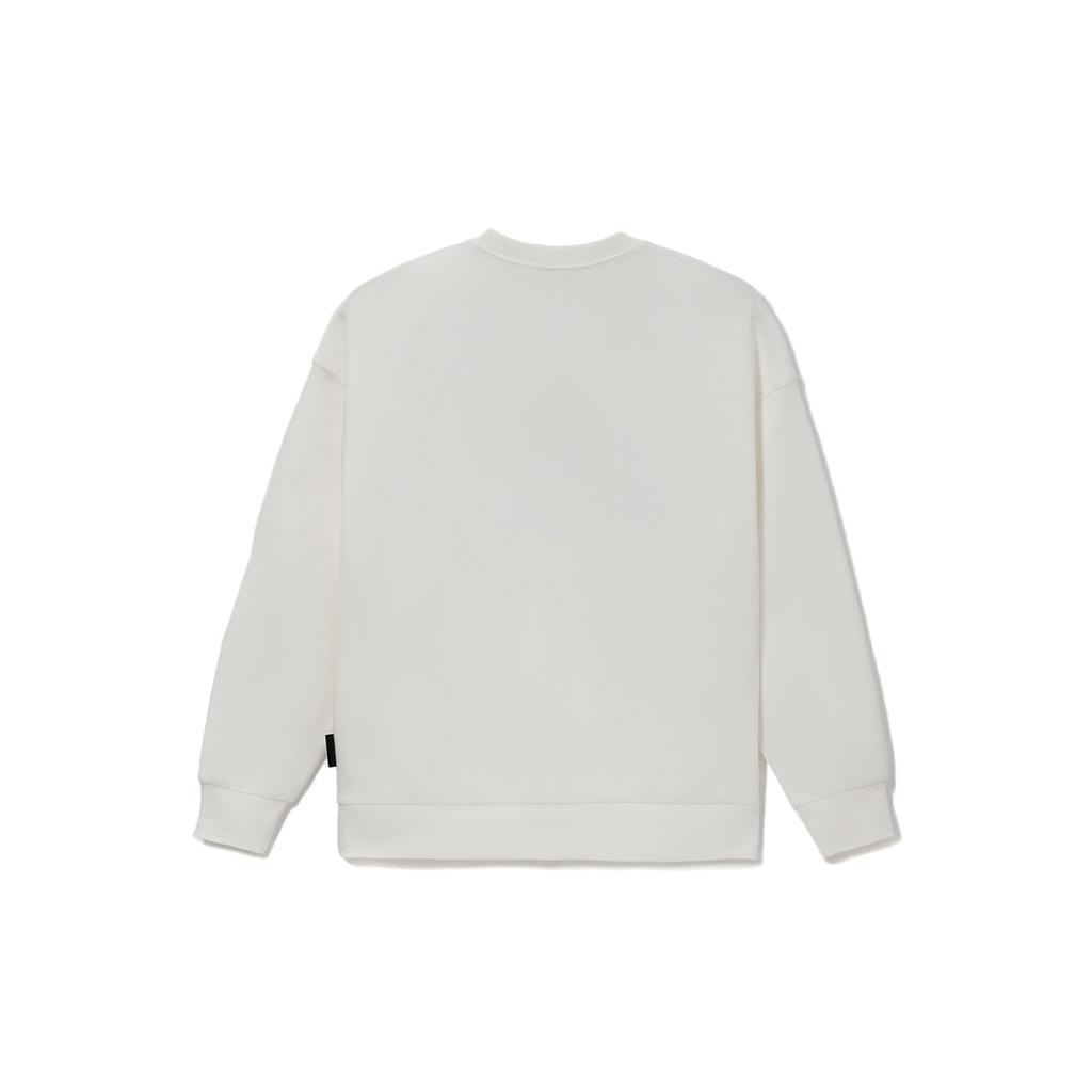 Li-Ning X Jason Wu Fashion Sports Series Letter Print Pullover Sweatshirt Unisex Tops Off-White AWDRH08-1