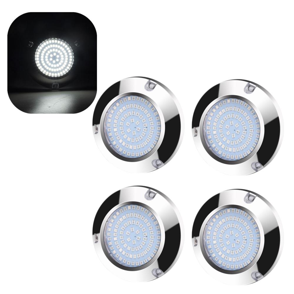 4PCS Underwater Marine Light Subnautica Boat Lighting Sailing Boat Speedboat 90LED 12v 24v 60W Stainless Steel Transom Light