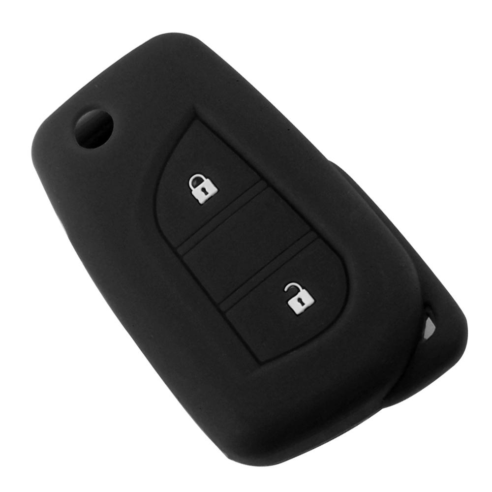 Silicone Rubber Car Key Cover Case Shell Set Protector Fob For Toyota Aygo Yaris Highlander Camry Rav4 2 Button Key Holder