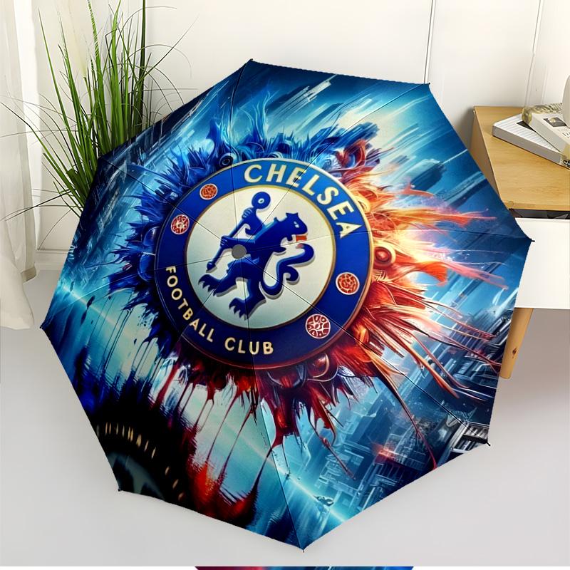 Football F Print Automatic Open Close Umbrella, Portable Foldable Umbrella, for Outdoor Commute Camping Trip, Ideal Birthday Gift