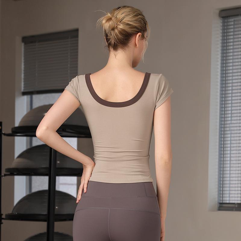 Elastické přeshraniční jógové tričko: Nové Měkké a Přiléhavé Aktivní oblečení na Pilates a Běh